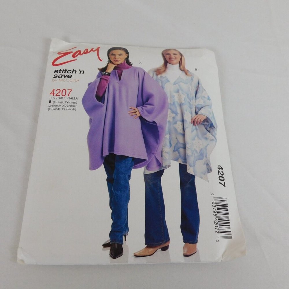 Easy Stitch n Save McCalls 4207 Women Poncho Cape Polar Fleece 2003 Size XL-XXL
